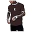 SOLY HUX Men's Crown Letter Print Striped Trim Tee Tops Short Sleeve Crew Neck Summer T Shirt