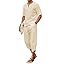 COOFANDY Men's 2 Pieces Linen Set Henley Shirt Short Sleeve and Harem Capri Pants Wide Leg Baggy Beach Yoga Trousers Outfits