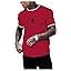 SOLY HUX Men's Crown Letter Print Striped Trim Tee Tops Short Sleeve Crew Neck Summer T Shirt