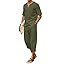 COOFANDY Men's 2 Pieces Linen Set Henley Shirt Short Sleeve and Harem Capri Pants Wide Leg Baggy Beach Yoga Trousers Outfits