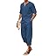 COOFANDY Men's 2 Pieces Linen Set Henley Shirt Short Sleeve and Harem Capri Pants Wide Leg Baggy Beach Yoga Trousers Outfits