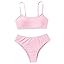 SHENHE Girl's 2 Piece O Ring Bikini High Waisted Spaghetti Strap Cute Swimsuit Bathing Suit