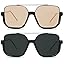 GUVIVI Retro Oversized Aviator Sunglasses for Women Men Square Double Bridge Pilot Sun Glasses 70s Trendy Shades