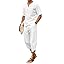 COOFANDY Men's 2 Pieces Linen Set Henley Shirt Short Sleeve and Harem Capri Pants Wide Leg Baggy Beach Yoga Trousers Outfits