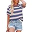 Dokotoo Womens Summer Tops 2026 Striped Color Block Short Sleeve Fashion T-Shirts Crewneck Casual Loose Basic Tee Blouses