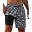 Gleeease 7inch Mens Swim Trunks 2 in 1 with Compression Liner Pockets Drawstring Quick Dry Stretch Lined Funny Beach Pool