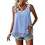Womens Tank Tops Flowy Sleeveless Summer Boho Tank Top for Women Casual Crewneck Strap Lace Camisole Shirts