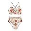 Herseas Womens 2 Piece High Waisted U Wire Bikini Set Floral Print Swimsuit Crisscross Back Bathing Suit Beach Swimwear