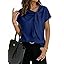 Dokotoo Women's Business Casual Short Sleeve Chiffon Slit Shirts 2026 Summer Elegant Knot Neckline Tops