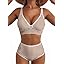 Herseas Women's 2 Piece Floral Print Bikini Sets V Neck Stitch Swimsuits High Waisted Bathing Suit Beach Summer Swimwear