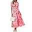 Simplee Women Floral Summer Maxi Dress Boho Flowy Casual Chiffon Short Sleeves V Neck Long Wedding Guest Dresses