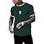 SOLY HUX Men's Crown Letter Print Striped Trim Tee Tops Short Sleeve Crew Neck Summer T Shirt