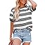 Dokotoo Womens Summer Tops 2026 Striped Color Block Short Sleeve Fashion T-Shirts Crewneck Casual Loose Basic Tee Blouses