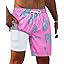 Gleeease 7inch Mens Swim Trunks 2 in 1 with Compression Liner Pockets Drawstring Quick Dry Stretch Lined Funny Beach Pool