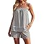 Blooming Jelly Women Two Piece Lounge Sets Striped Camisole Top Matching Shorts Set Summer Vacation Outfits with Pocket
