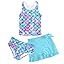 Girls Swimsuits 3 Piece Tankini Bathing Suit Set Cute Bikini Swimwear with Cover Ups Beach Skirt 5-16 Years