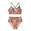 Herseas Womens 2 Piece High Waisted U Wire Bikini Set Floral Print Swimsuit Crisscross Back Bathing Suit Beach Swimwear