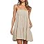 Wenrine Womens Summer Striped Mini Dress Casual Spaghetti Strap Sleeveless A Line Beach Sundress with Pockets