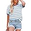 Dokotoo Womens Summer Tops 2026 Striped Color Block Short Sleeve Fashion T-Shirts Crewneck Casual Loose Basic Tee Blouses