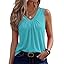 Zeagoo Womens Tank Tops Summer Sleeveless Loose Fit Tops V Neck Pleated Shirts Basic Tees Dressy Casual Trendy Clothes