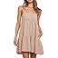 Wenrine Womens Summer Striped Mini Dress Casual Spaghetti Strap Sleeveless A Line Beach Sundress with Pockets