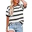 Dokotoo Womens Summer Tops 2026 Striped Color Block Short Sleeve Fashion T-Shirts Crewneck Casual Loose Basic Tee Blouses