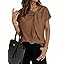 Dokotoo Women's Business Casual Short Sleeve Chiffon Slit Shirts 2026 Summer Elegant Knot Neckline Tops