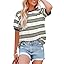 Dokotoo Womens Summer Tops 2026 Striped Color Block Short Sleeve Fashion T-Shirts Crewneck Casual Loose Basic Tee Blouses