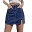 luvamia Skorts Skirts for Women Denim Mini Skirt Side Slit with High Waisted Jean Shorts Stretchy