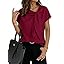 Dokotoo Women's Business Casual Short Sleeve Chiffon Slit Shirts 2026 Summer Elegant Knot Neckline Tops