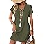 WIHOLL Summer Dresses for Women with Sleeves Midi Dress Button Down Beach Vacation Casual Dresses Fashion Clothing