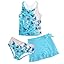 Girls Swimsuits 3 Piece Tankini Bathing Suit Set Cute Bikini Swimwear with Cover Ups Beach Skirt 5-16 Years