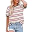 Dokotoo Womens Summer Tops 2026 Striped Color Block Short Sleeve Fashion T-Shirts Crewneck Casual Loose Basic Tee Blouses