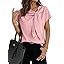Dokotoo Women's Business Casual Short Sleeve Chiffon Slit Shirts 2026 Summer Elegant Knot Neckline Tops