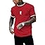 SOLY HUX Men's Crown Letter Print Striped Trim Tee Tops Short Sleeve Crew Neck Summer T Shirt