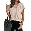 Dokotoo Women's Business Casual Short Sleeve Chiffon Slit Shirts 2026 Summer Elegant Knot Neckline Tops