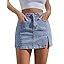 luvamia Skorts Skirts for Women Denim Mini Skirt Side Slit with High Waisted Jean Shorts Stretchy