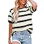 Dokotoo Womens Summer Tops 2026 Striped Color Block Short Sleeve Fashion T-Shirts Crewneck Casual Loose Basic Tee Blouses