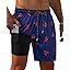 Gleeease 7inch Mens Swim Trunks 2 in 1 with Compression Liner Pockets Drawstring Quick Dry Stretch Lined Funny Beach Pool