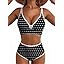 Herseas Women's 2 Piece Floral Print Bikini Sets V Neck Stitch Swimsuits High Waisted Bathing Suit Beach Summer Swimwear