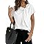 Dokotoo Women's Business Casual Short Sleeve Chiffon Slit Shirts 2026 Summer Elegant Knot Neckline Tops