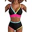 Herseas Women's 2 Piece Floral Print Bikini Sets V Neck Stitch Swimsuits High Waisted Bathing Suit Beach Summer Swimwear