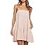 Wenrine Womens Summer Striped Mini Dress Casual Spaghetti Strap Sleeveless A Line Beach Sundress with Pockets