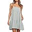 Wenrine Womens Summer Striped Mini Dress Casual Spaghetti Strap Sleeveless A Line Beach Sundress with Pockets