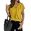 Dokotoo Women's Business Casual Short Sleeve Chiffon Slit Shirts 2026 Summer Elegant Knot Neckline Tops
