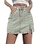 luvamia Skorts Skirts for Women Denim Mini Skirt Side Slit with High Waisted Jean Shorts Stretchy