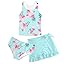 Girls Swimsuits 3 Piece Tankini Bathing Suit Set Cute Bikini Swimwear with Cover Ups Beach Skirt 5-16 Years