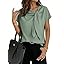 Dokotoo Women's Business Casual Short Sleeve Chiffon Slit Shirts 2026 Summer Elegant Knot Neckline Tops