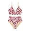Herseas Women's 2 Piece Floral Print Bikini Sets V Neck Stitch Swimsuits High Waisted Bathing Suit Beach Summer Swimwear