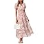 Simplee Women Floral Summer Maxi Dress Boho Flowy Casual Chiffon Short Sleeves V Neck Long Wedding Guest Dresses